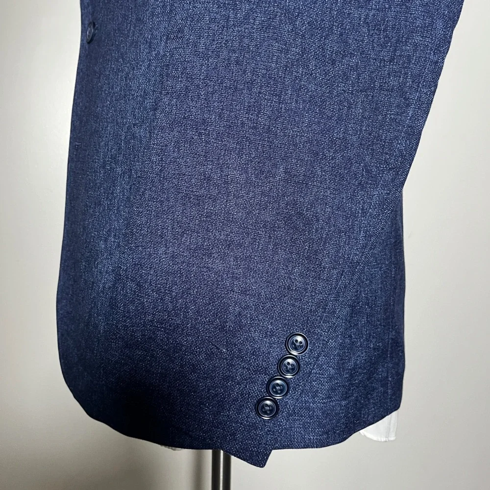 Vince Camuto Blazer Mens 44R Blue Solid Slim Fit Two Button Sport Coat